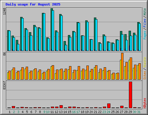 Daily usage for August 2025